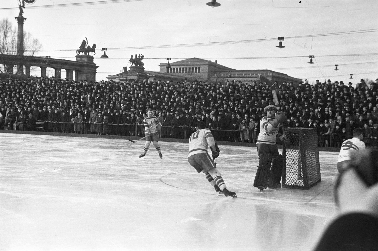 1937, Inkey Tibor, mass, audience, ice hockey, Fortepan #304846