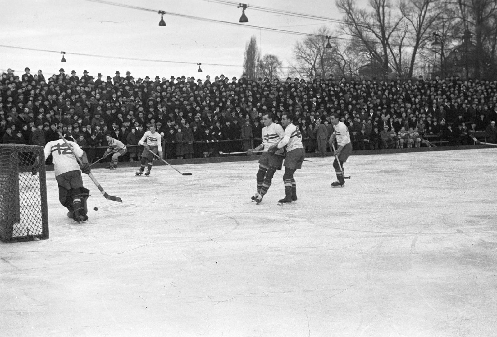 1937, Inkey Tibor, jégkorong, Fortepan #304850