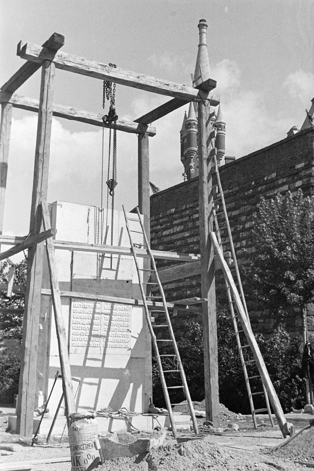 1936, Inkey Tibor, emlékmű, emlékfal, ácsolat, állvány, Fortepan #304968