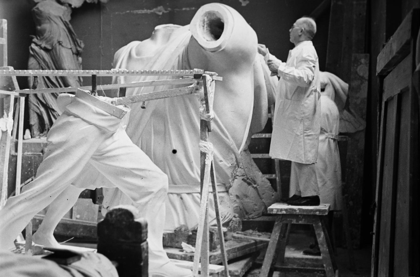 1937, Inkey Tibor, studio, sculptor, sculpture, Fortepan #306082