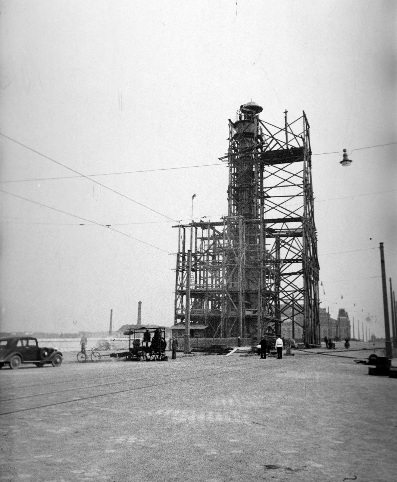 1937, Inkey Tibor, torony, emlékmű, állvány, Fortepan #306136