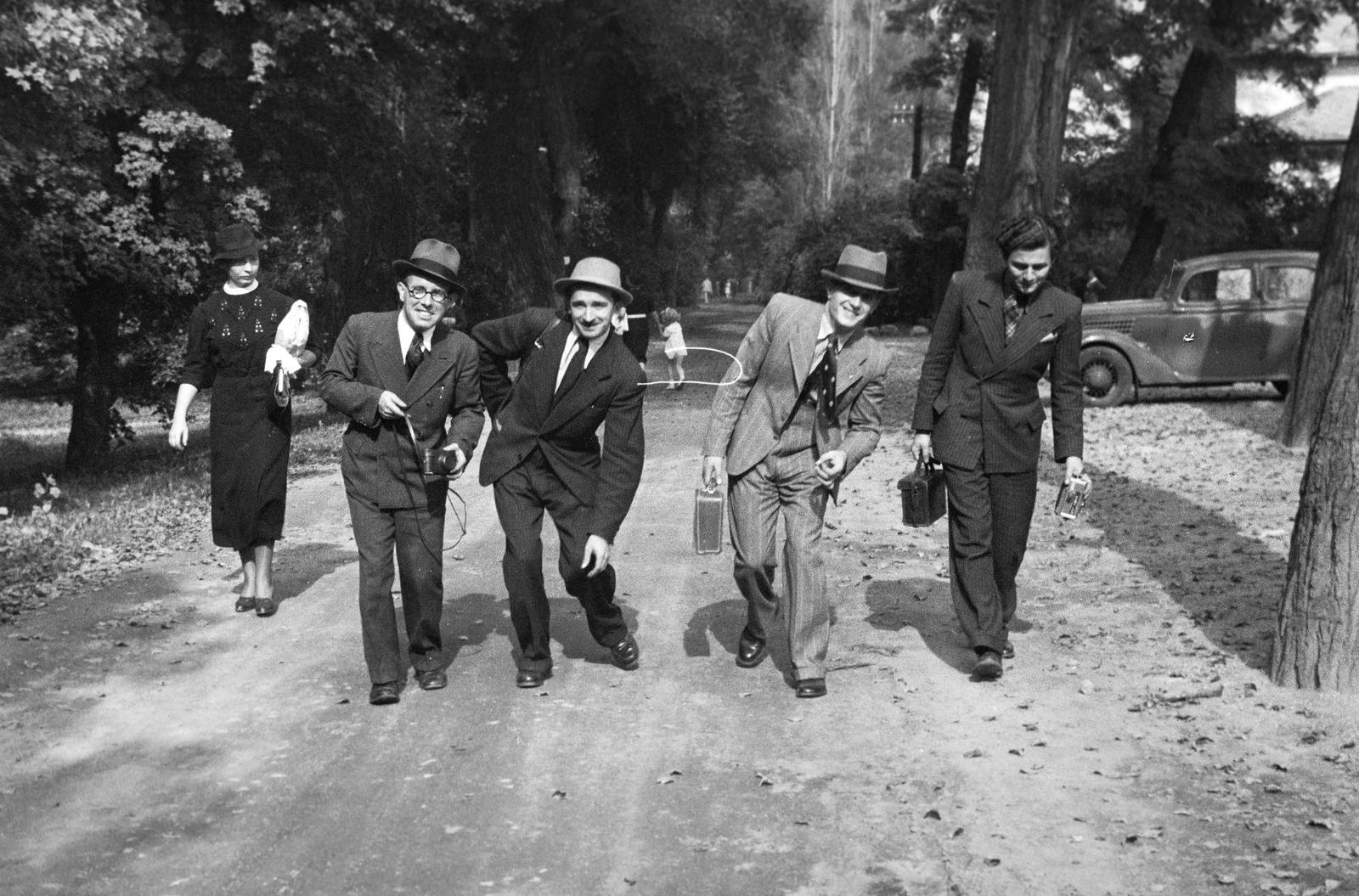 1937, Inkey Tibor, Best of, tréfálkozás, férfiak, csoportkép, társaság, kalap, Fortepan #306161