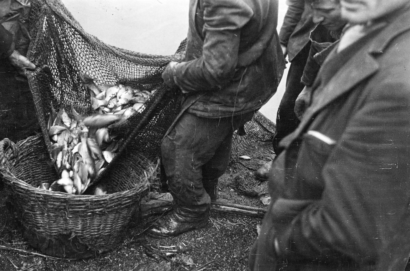 Hungary, Budapest XI., halászok a Lágymányosi-tó partján., 1940, Inkey Tibor, fishing, Budapest, Fortepan #306226