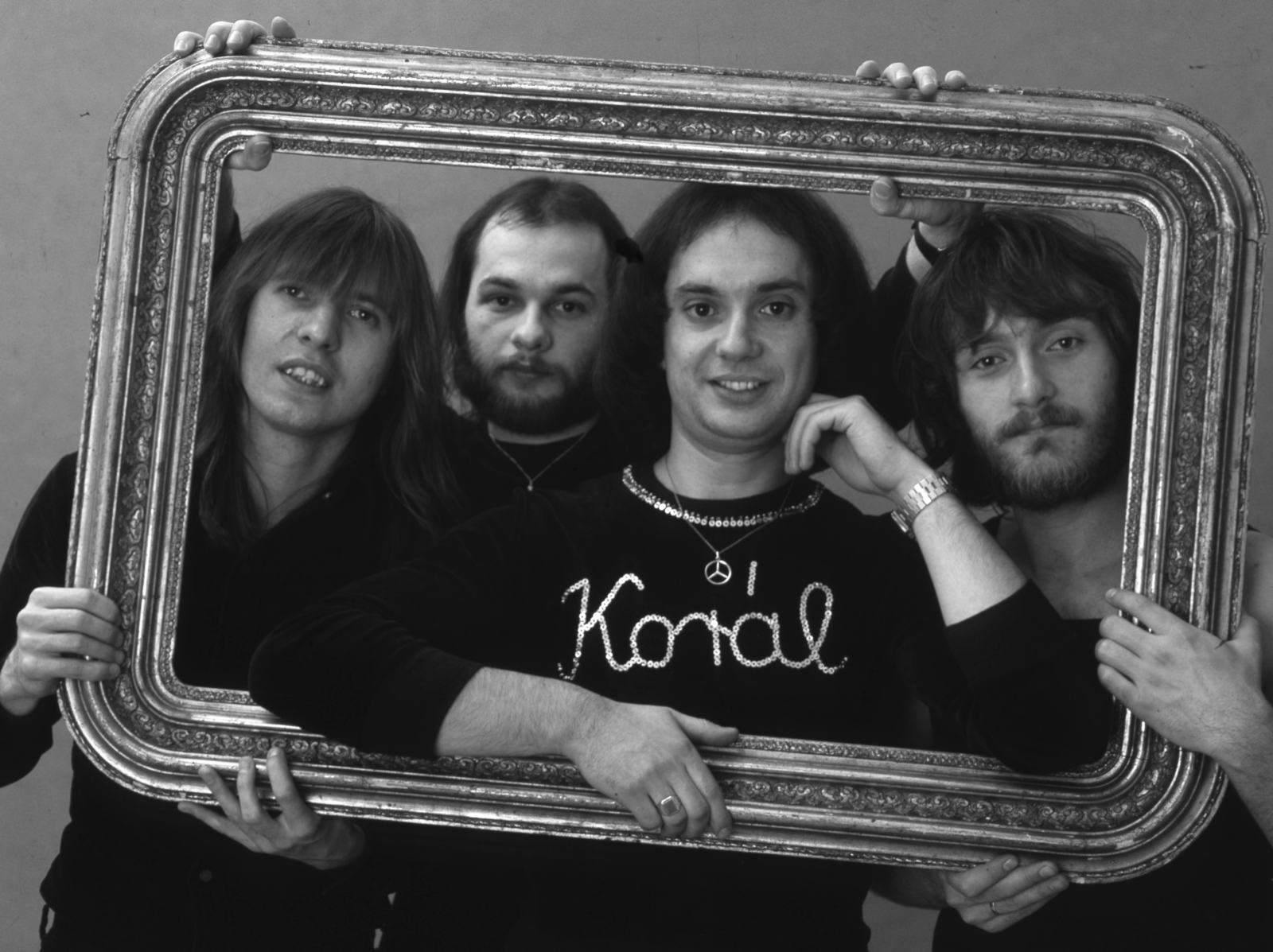 Hungary, a Korál együttes, Balázs Fecó orgona/ének, Schöller Zsolt basszus, Fischer László gitár, Pados István dob., 1978, Urbán Tamás, slanted, Fortepan #30659