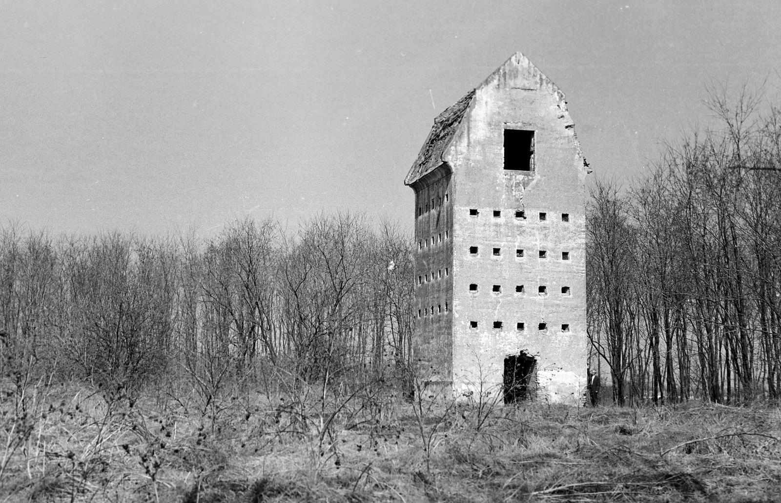 Magyarország, Mezőhegyes, Ómezőhegyes, 18-as major, Mezőhegyesi Állami Gazdaság, műemlék zabsilótorony / zabtorony., 1960, Gazda Anikó, Best of, épület, torony, Fortepan #307101