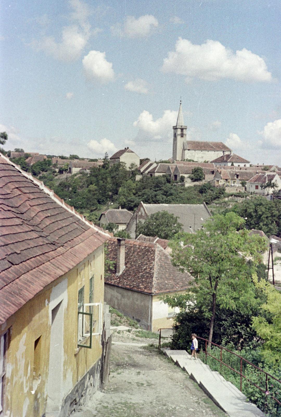 Hungary, Fertőrákos, Kovács hegy 4., szemben az Urunk Mennybemenetele-templom., 1968, Gazda Anikó, Fortepan #307356