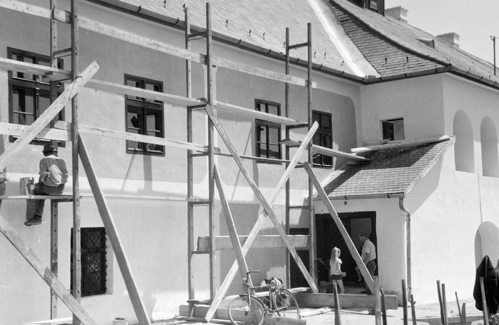 Magyarország, Sárospatak, Rákóczi út 1., Sárospataki Református Kollégium Tudományos Gyűjteményeinek Múzeuma., 1966, Gazda Anikó, állvány, Fortepan #307367