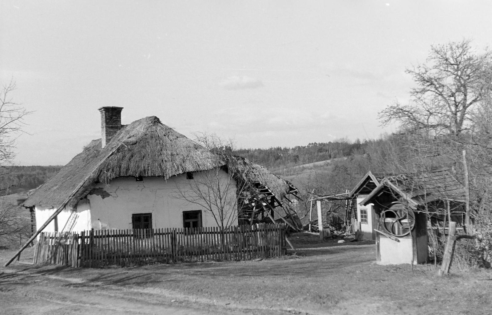 Magyarország, 1960, Gazda Anikó, kerekeskút, parasztház, Fortepan #307682