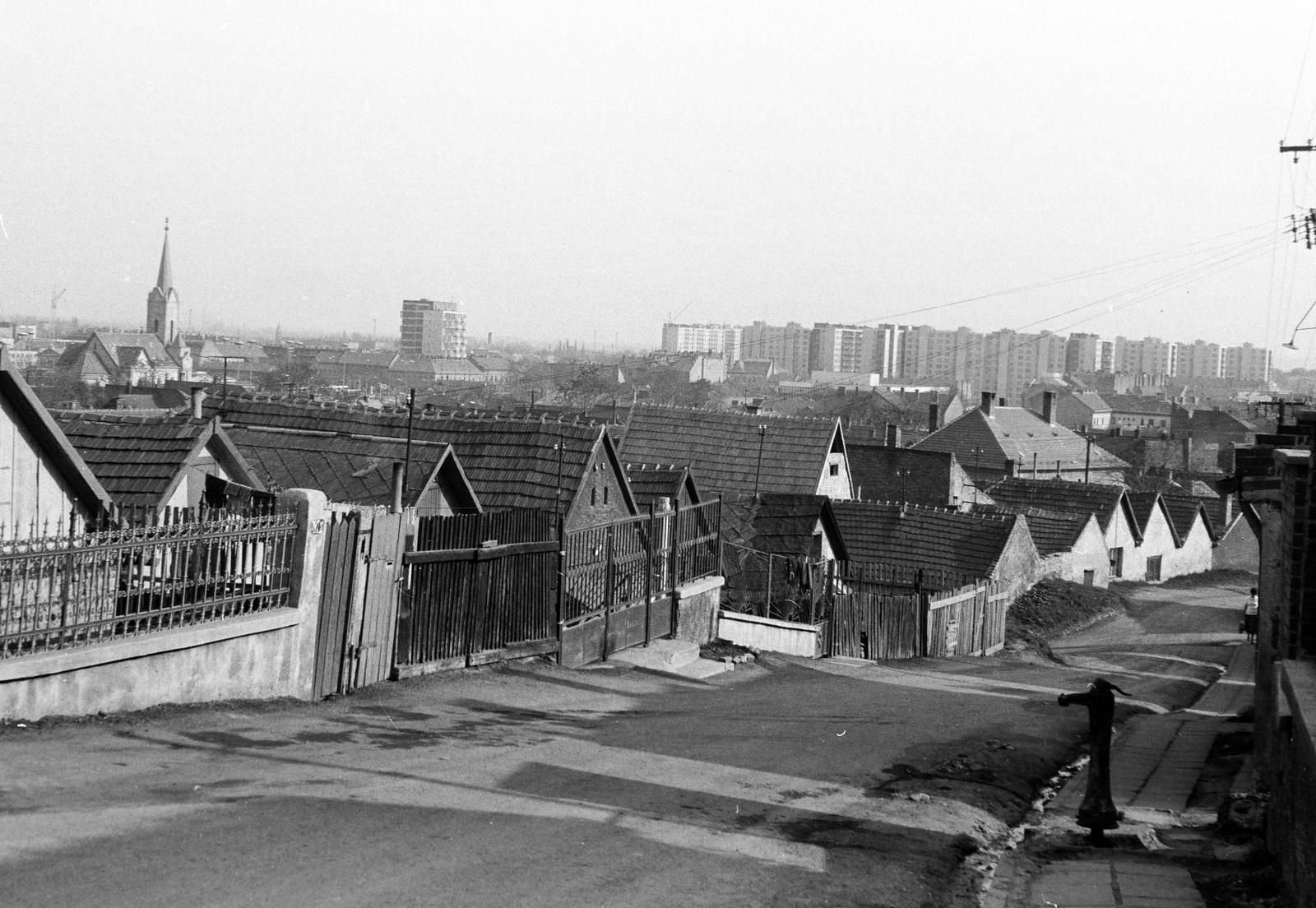 Magyarország, Miskolc, látkép a Tetemvárról, balra az Istenszülő elhunyta és mennybevétele-székesegyház., 1977, Gazda Anikó, Fortepan #308121