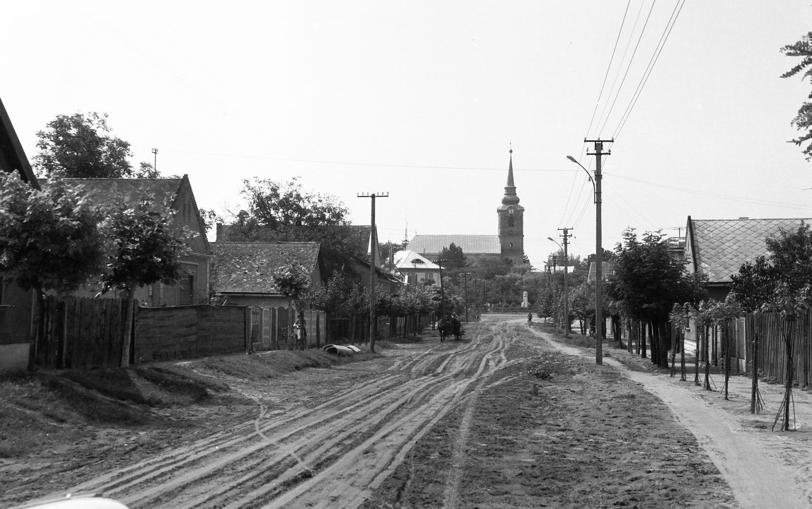 Magyarország, 1966, Gazda Anikó, utcakép, villanyoszlop, földút, falu, Fortepan #308136