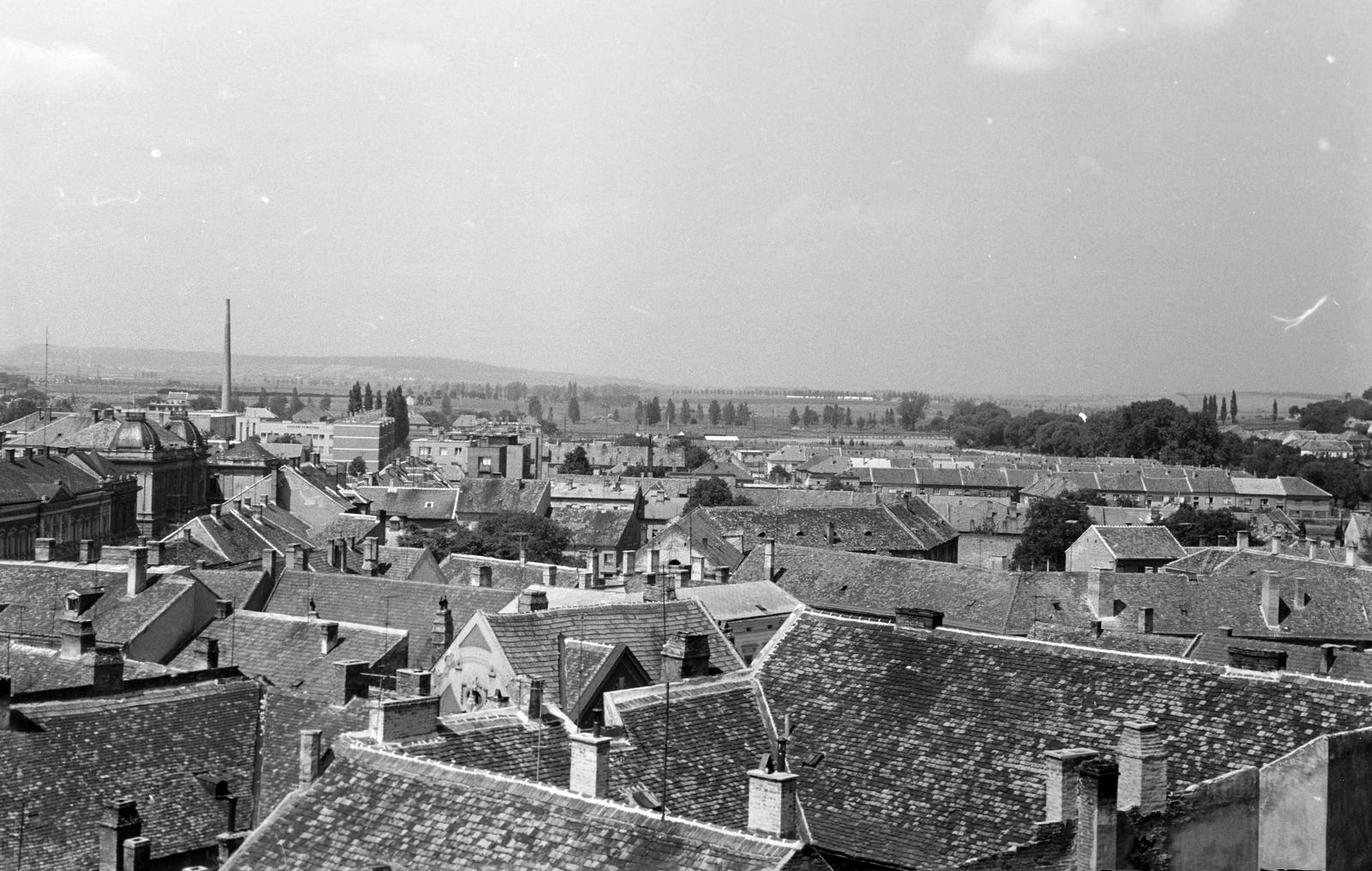 Magyarország, Sopron, kilátás a Tűztoronyból észak felé., 1963, Gazda Anikó, háztető, madártávlat, Fortepan #308259
