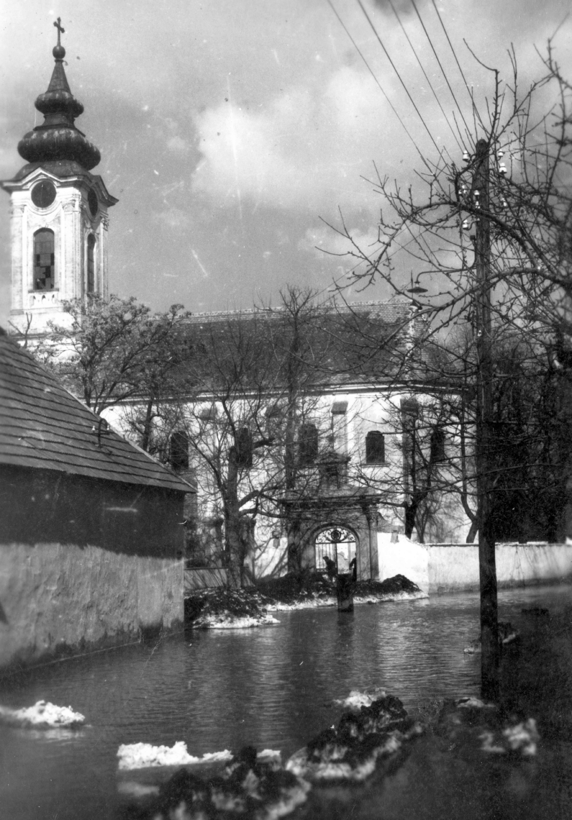 Hungary, Szentendre, Bogdányi utca, Preobrazsenszka templom., 1940, Storymap.hu, church, flood, Baroque-style, Serbian Orthodox Church, Fortepan #30829