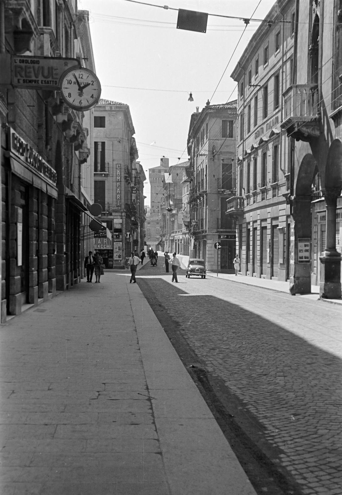 1960, Gazda Anikó, street view, public clock, Fortepan #308487
