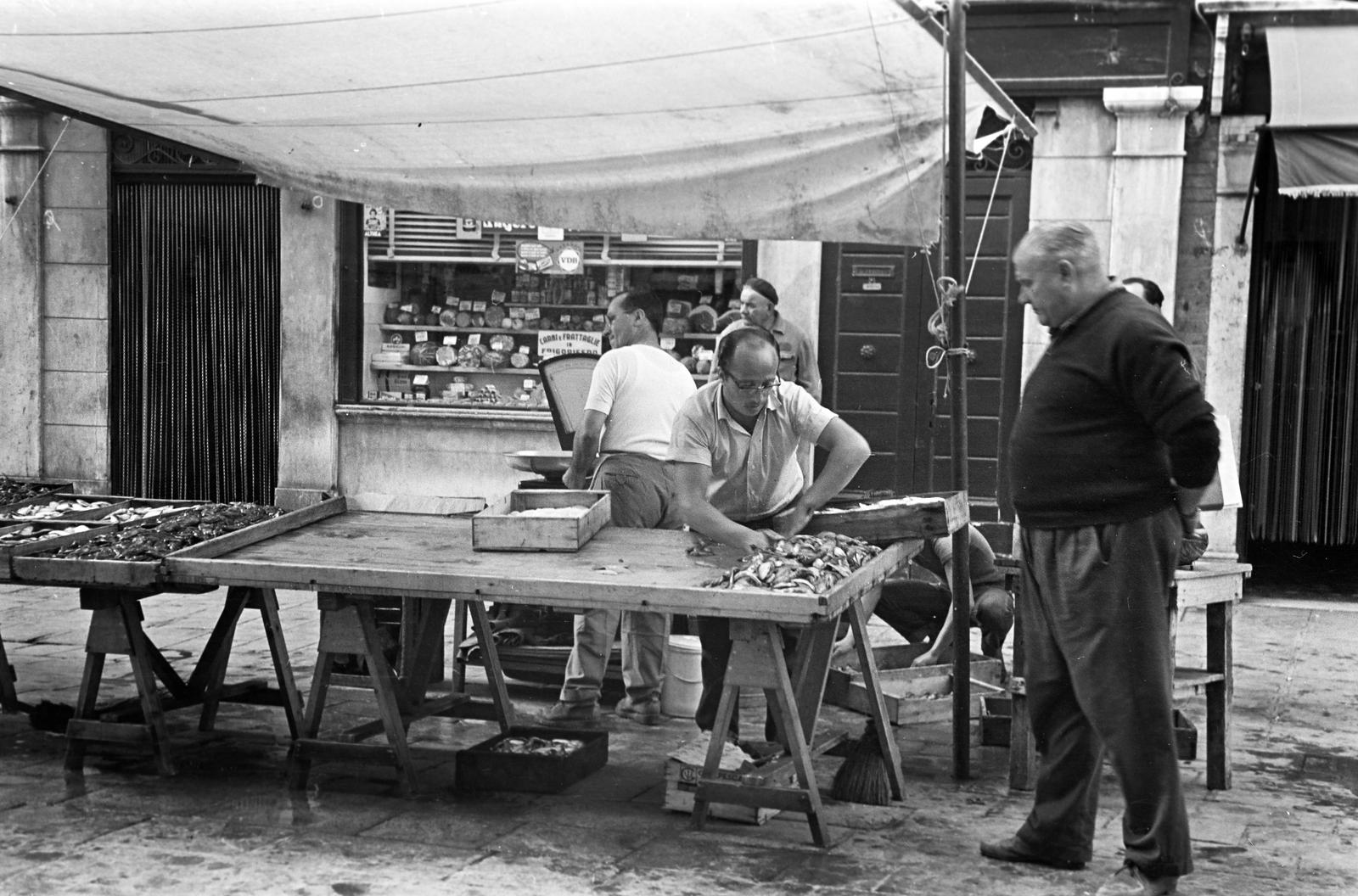 1960, Gazda Anikó, életkép, piac, árus, hal, Fortepan #308503