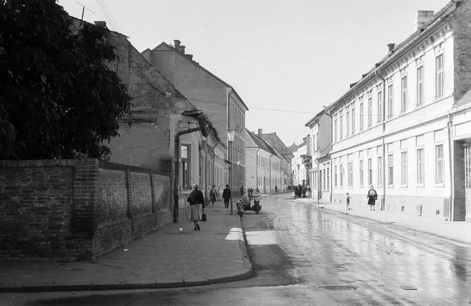 Románia,Erdély, Kolozsvár, előtérben a Bethlen utca (Strada Baba Novac), szemben a Király utca (Strada Ion I.C. Bratianu)., 1962, Gazda Anikó, Fortepan #308566