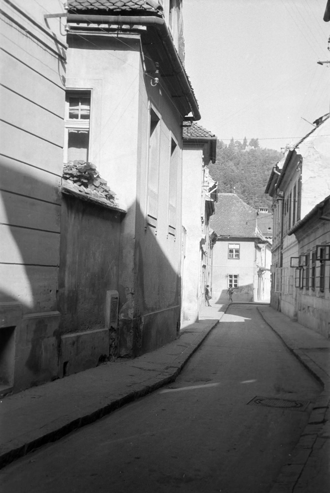 Románia,Erdély, Brassó, Strada Paul Richter, a felvétel a 7-es számú ház előtt készült, háttérben a Romurilor-domb., 1962, Gazda Anikó, Fortepan #308642