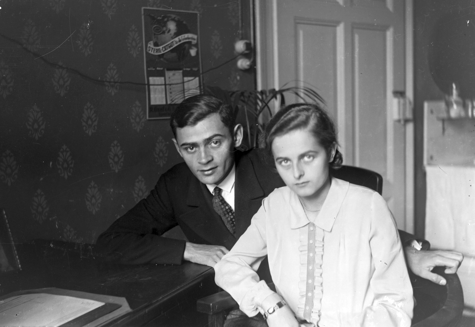 1932, Wirthmann Julianna, office, double portrait, Fortepan #30904