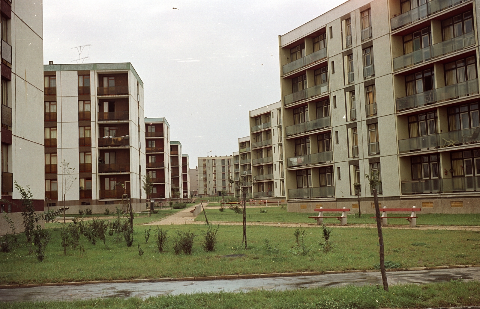 Hungary, Uránváros, Pécs, balra a Kerényi Károly utca, jobbra a Stadion utca házai., 1966, Építésügyi Dokumentációs és Információs Központ, VÁTI, colorful, Fortepan #30911