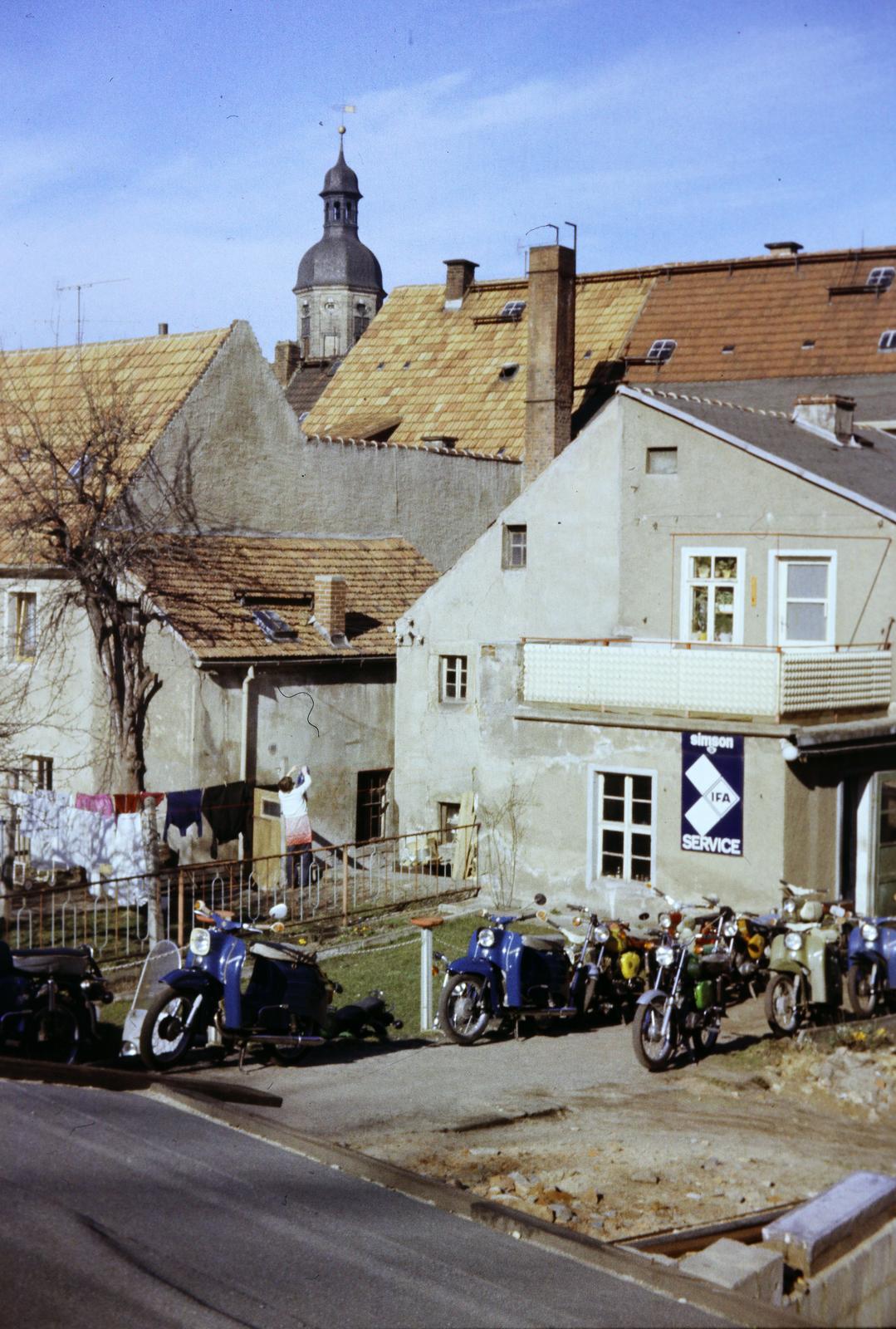 1969, Lindner család, színes, teregetés, motorkerékpár, Fortepan #311026