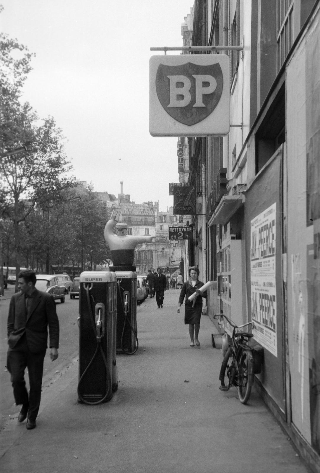 1963, Lindner család, benzinkút, cégér, Fortepan #311694