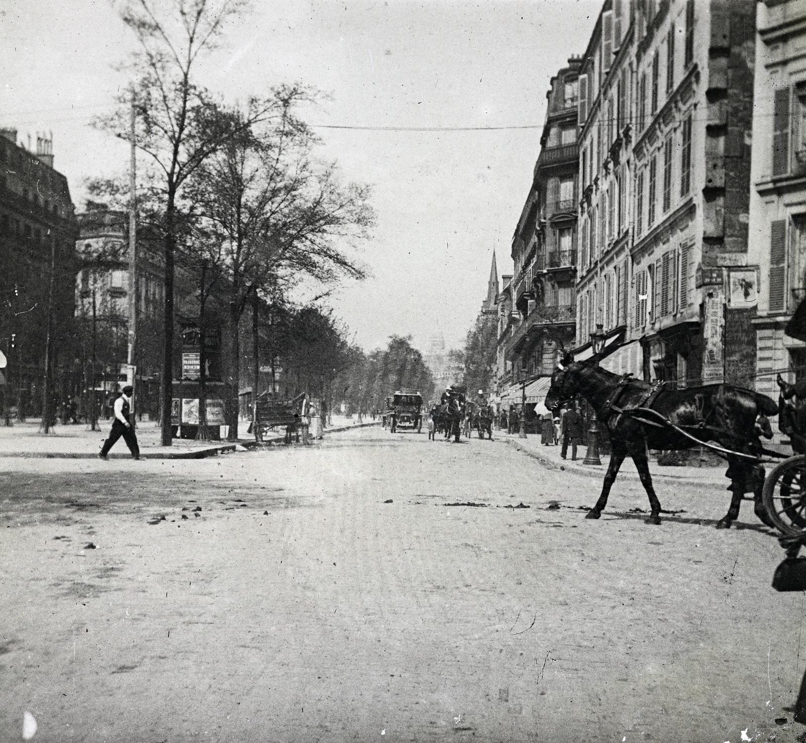 1909, fortepan/Album 123, képarány: négyzetes, hirdetőoszlop, fogat, utcakép, Fortepan #312599