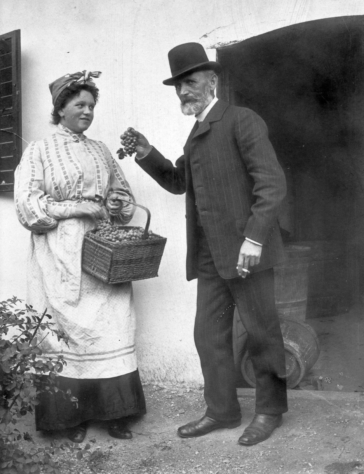 Hungary, Bicske, szüret., 1903, Székely Márton, basket, grape, Fortepan #31397