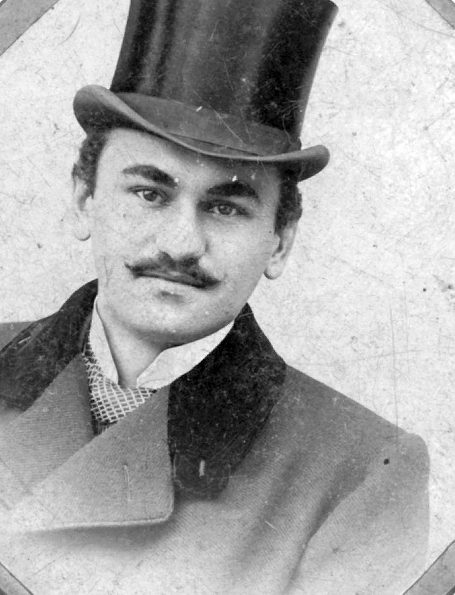 1901, Fodor István, portrait, moustache, top hat, Fortepan #31725