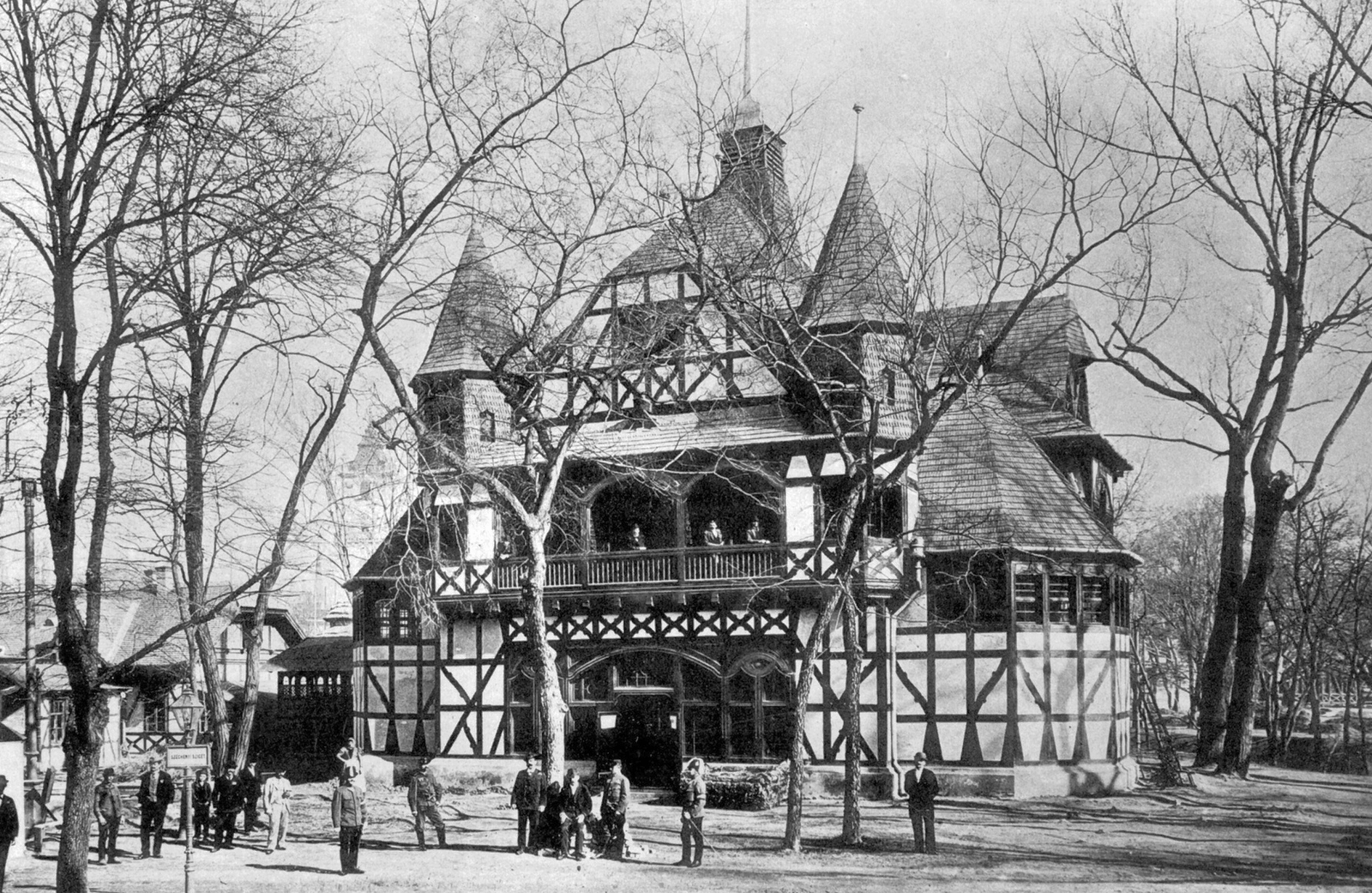Hungary, Budapest XIV., az Alpár Ignác és Herman Ottó tervezte, a millenniumi kiállításra épített Ősfoglalkozások pavilonja. A felvétel 1896-ban készült., 1900, Fodor István, German Timber Framing, Budapest, Fortepan #31741