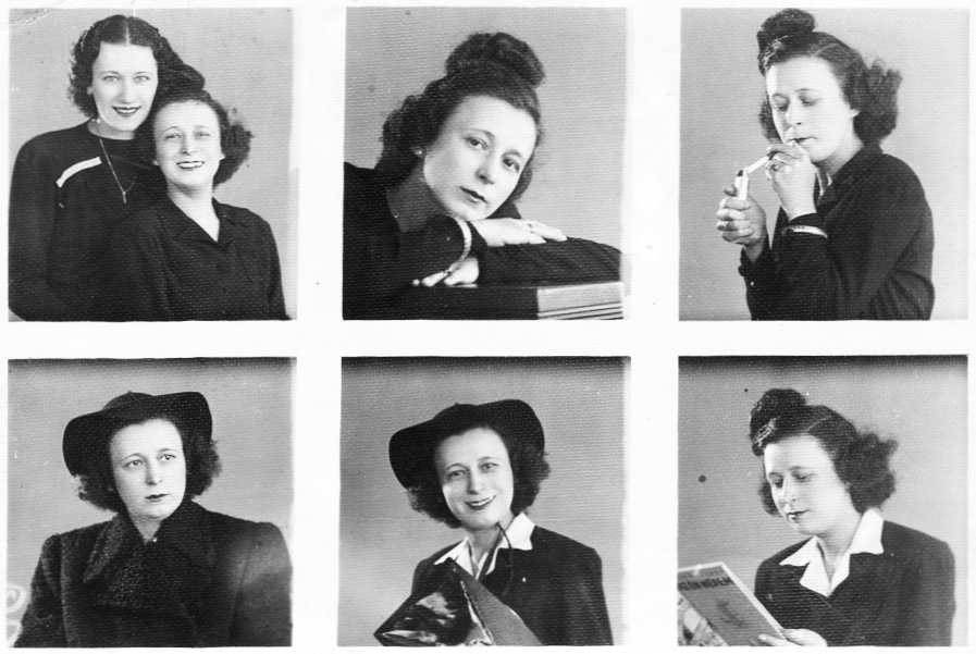 1938, Kozma János, portrait, hat, cigarette, smoking, hairdo, lady, light up a cigarette, picture in picture, Fortepan #31884