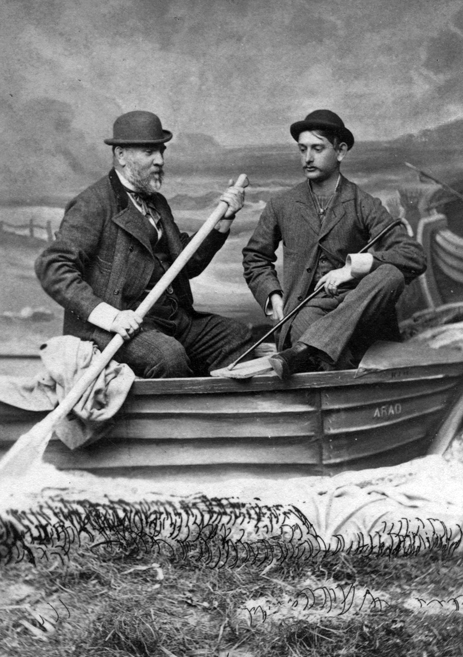 1900, GGAABBOO, boat, studio, double portrait, Fortepan #32082