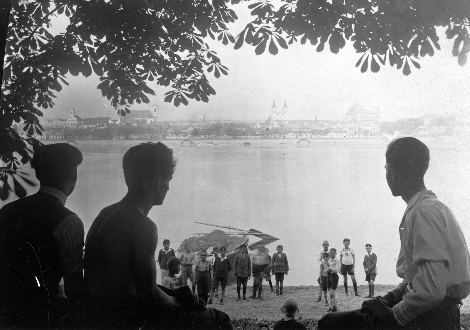 Magyarország,Szentendrei-sziget, a Duna túlpartján Vác., 1936, GGAABBOO, templom, folyó, látkép, Fortepan #32133
