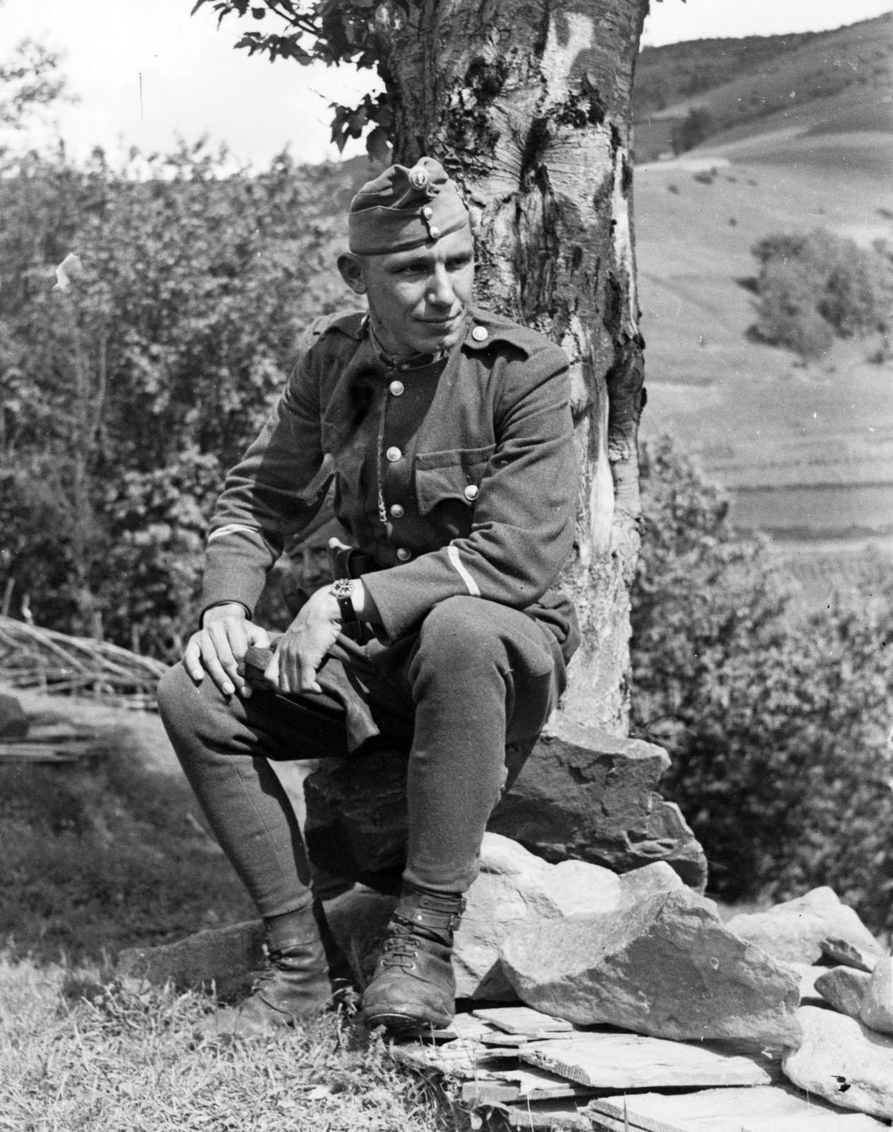1942, Pálinkás Zsolt, portrait, chevron, Fortepan #32156