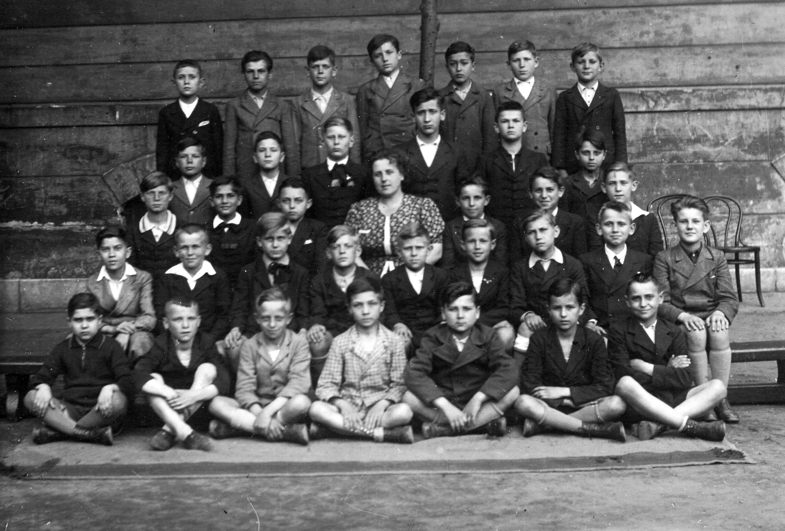 1939, Beyer Norbert, osztálykép, tanár, fiúosztály, Fortepan #32456
