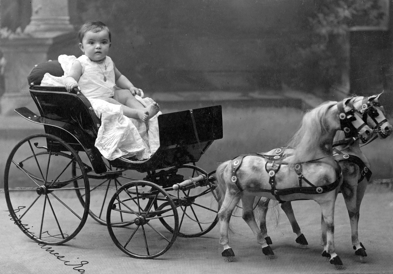 1910, GGAABBOO, carriage, toy, studio, kid, Fortepan #32457