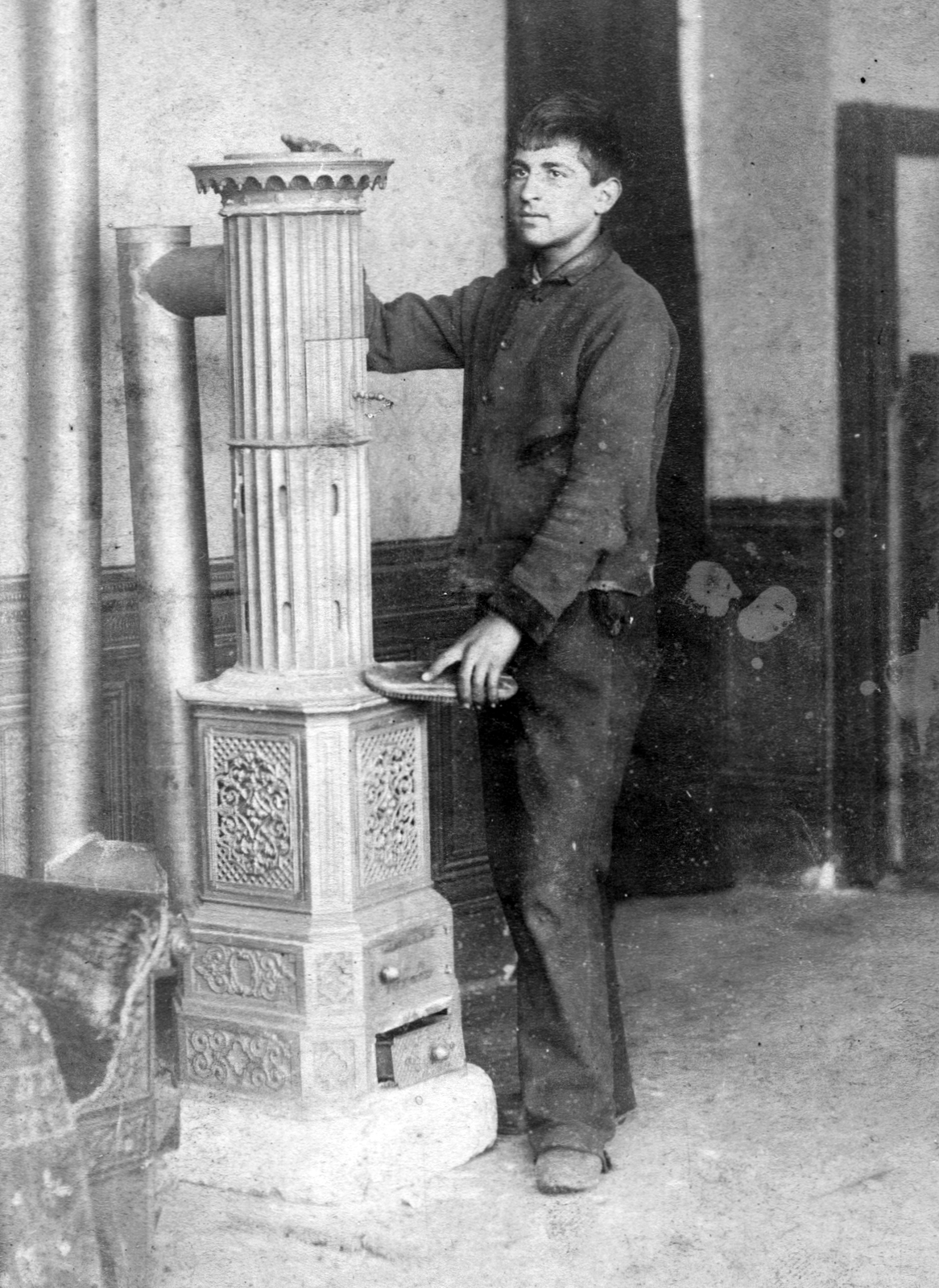 1900, GGAABBOO, iron stove, man, work, Fortepan #32468