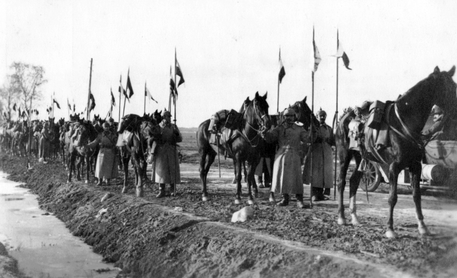 1916, Bindorfer Ferenc, First World War, uniform, flag, horse, soldier, German soldier, lancer, Fortepan #32611