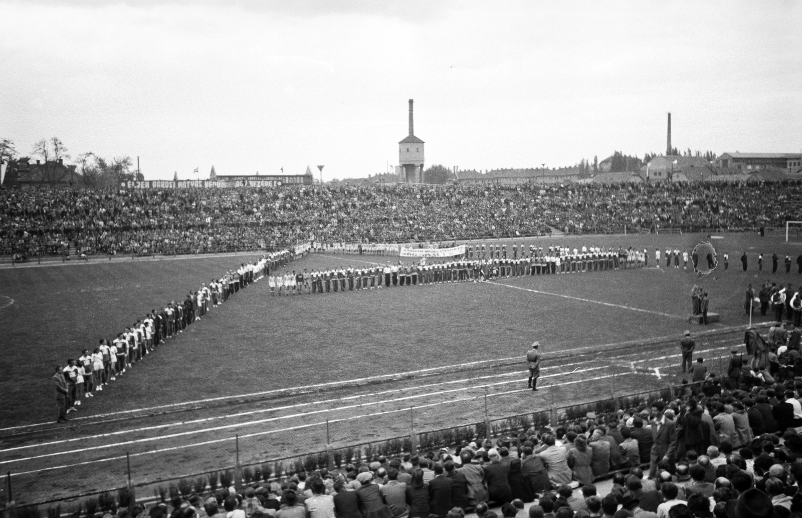 Hungary, Budapest IV., Újpest, Megyeri út, UTE pálya. A 60 éves MTK ünneplése., 1949, Kovács Márton Ernő, stadium, Budapest, festive, Fortepan #32865