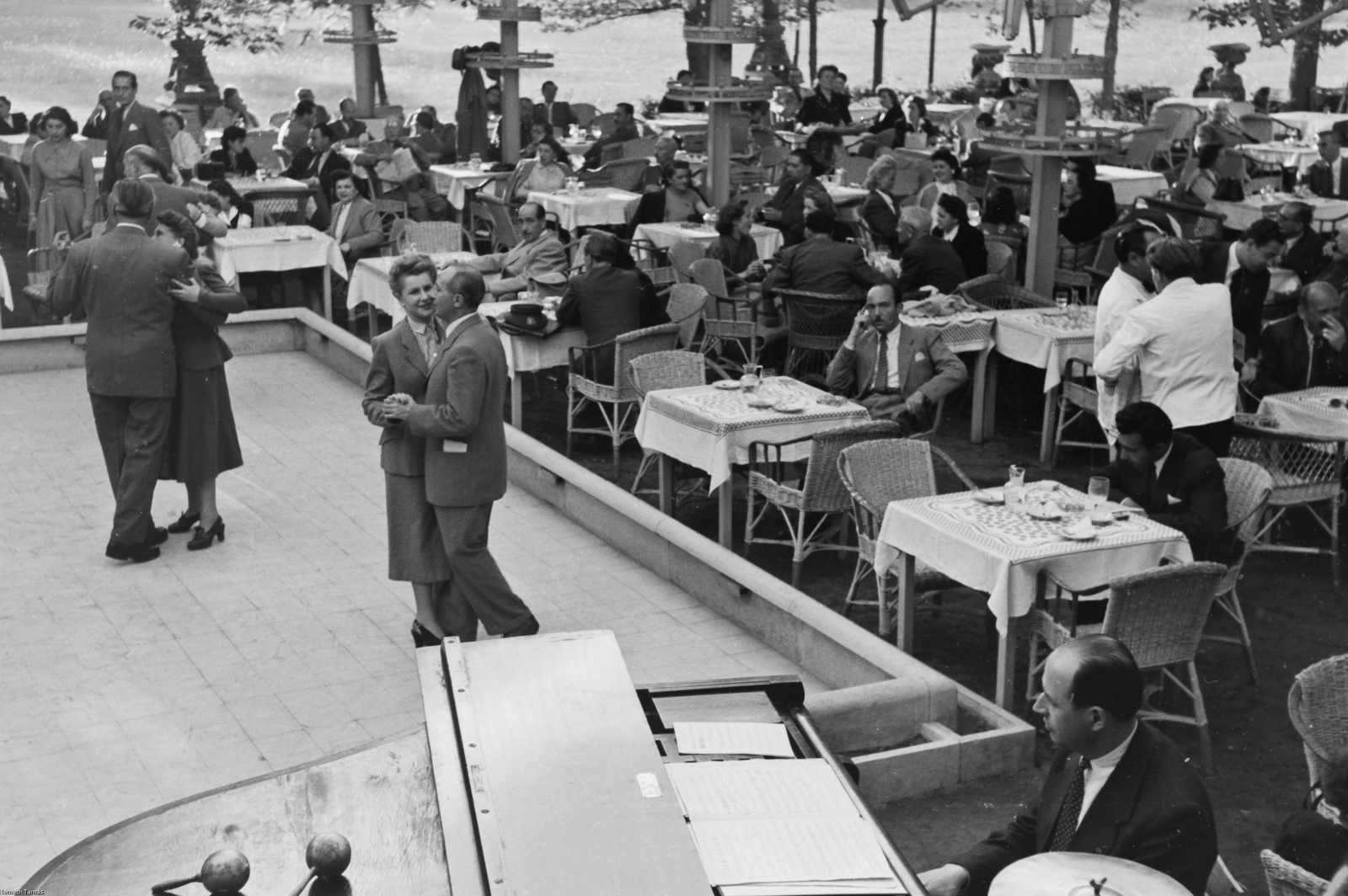 Hungary, Margit Islands, Budapest, Margitszigeti Nagyszálló., 1949, Kovács Márton Ernő, dance, piano, Fortepan #33018