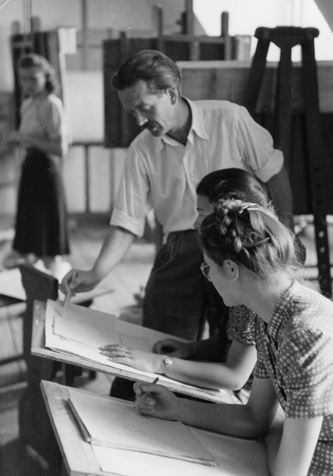 Hungary, Budapest IX., Iparművészeti Múzeum Kinizsi utcai szárnya, az Iparművészeti Főiskola tanterme., 1949, Kovács Márton Ernő, Budapest, education, industrial art, Fortepan #33140
