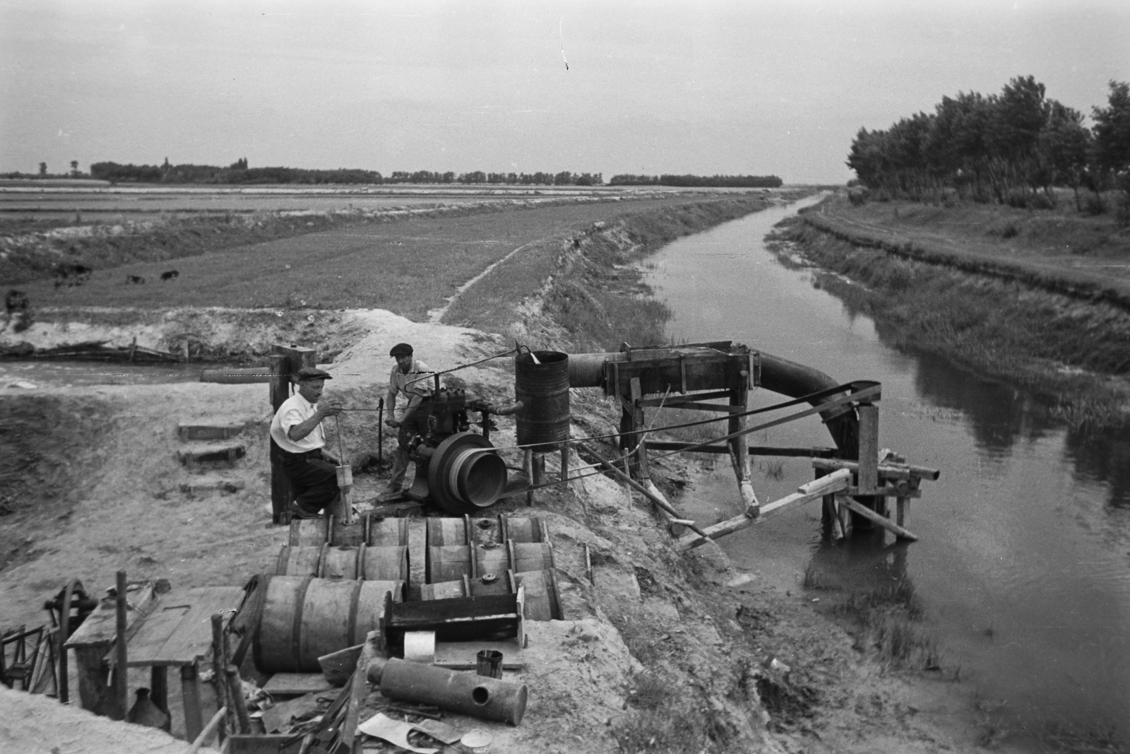 Magyarország, Kunszentmiklós, szivattyú rizsföld elárasztásához., 1949, Kovács Márton Ernő, szivattyú, Fortepan #33187