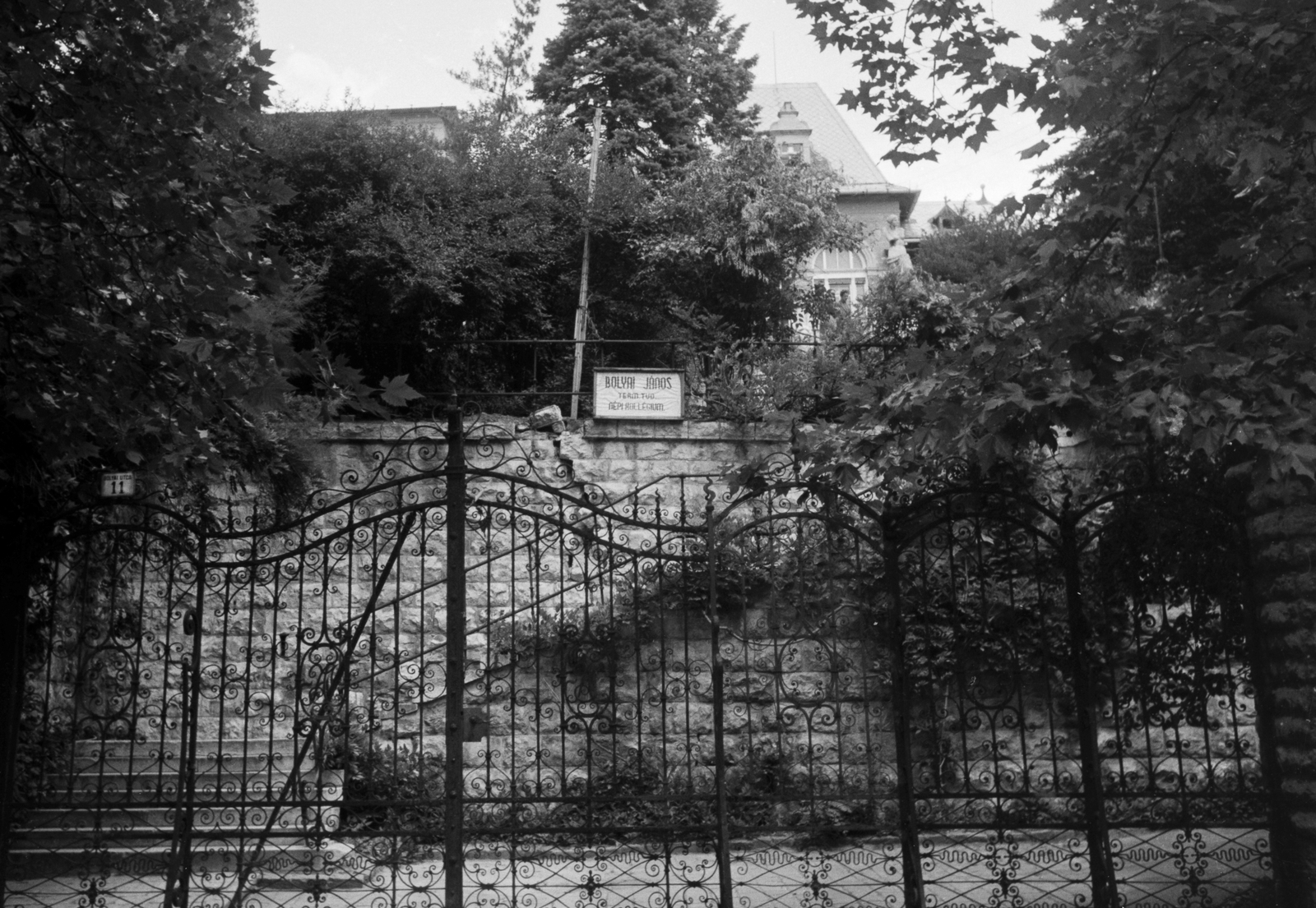 Hungary, Budapest II., Bolyai utca 11. Bolyai János Természettudományi Népi Kollégium., 1949, Kovács Márton Ernő, fence, Budapest, Fortepan #33225