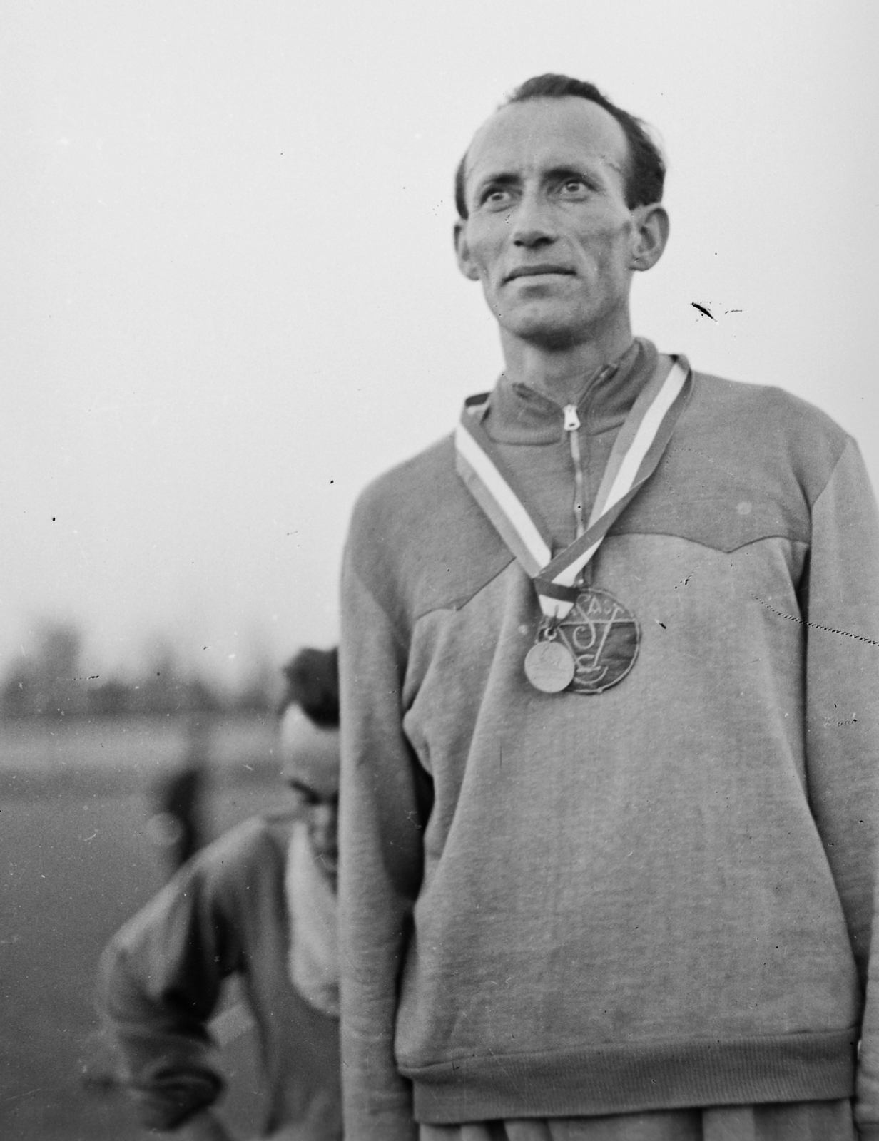 Magyarország, Budapest XXI., Csepel, Béke tér, sporttelep, atlétikai OB, Szilágyi Jenő hosszútávfutó (Vasas)., 1949, Kovács Márton Ernő, Budapest, híres ember, férfi, atlétika, Fortepan #33552