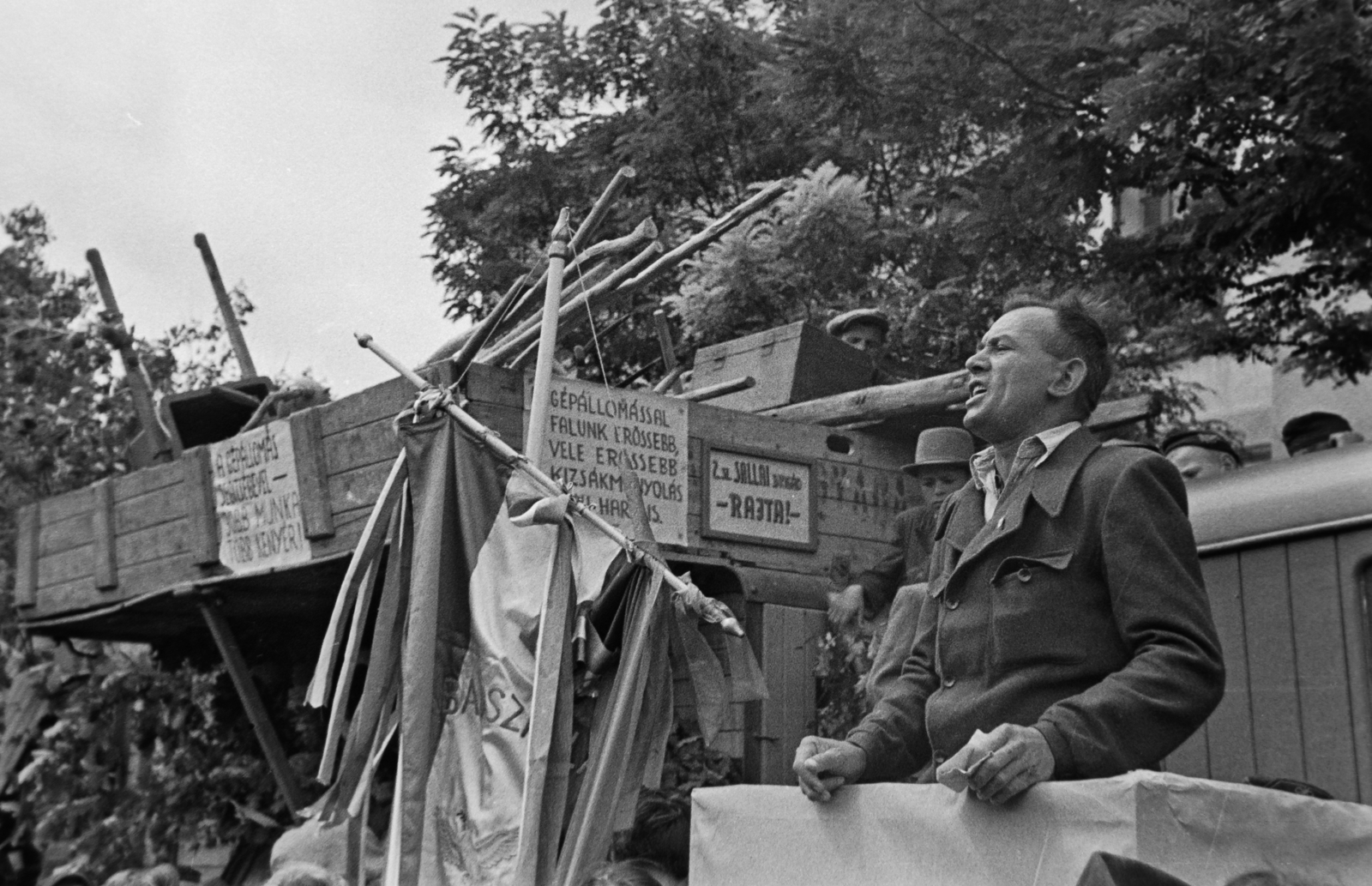 Hungary, Szabadszállás, Kálvin tér, nagygyűlés a Városháza előtt., 1949, Kovács Márton Ernő, Fortepan #33573