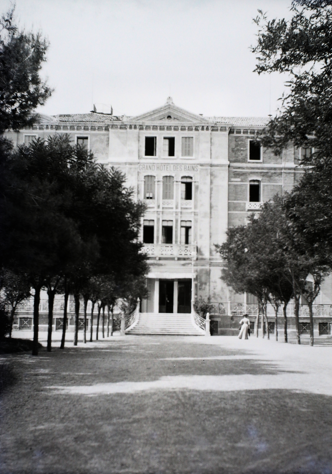 Olaszország, Velence, Lido, Grand Hotel des Bains., 1907, Zichy, fasor, szálloda, Fortepan #33662