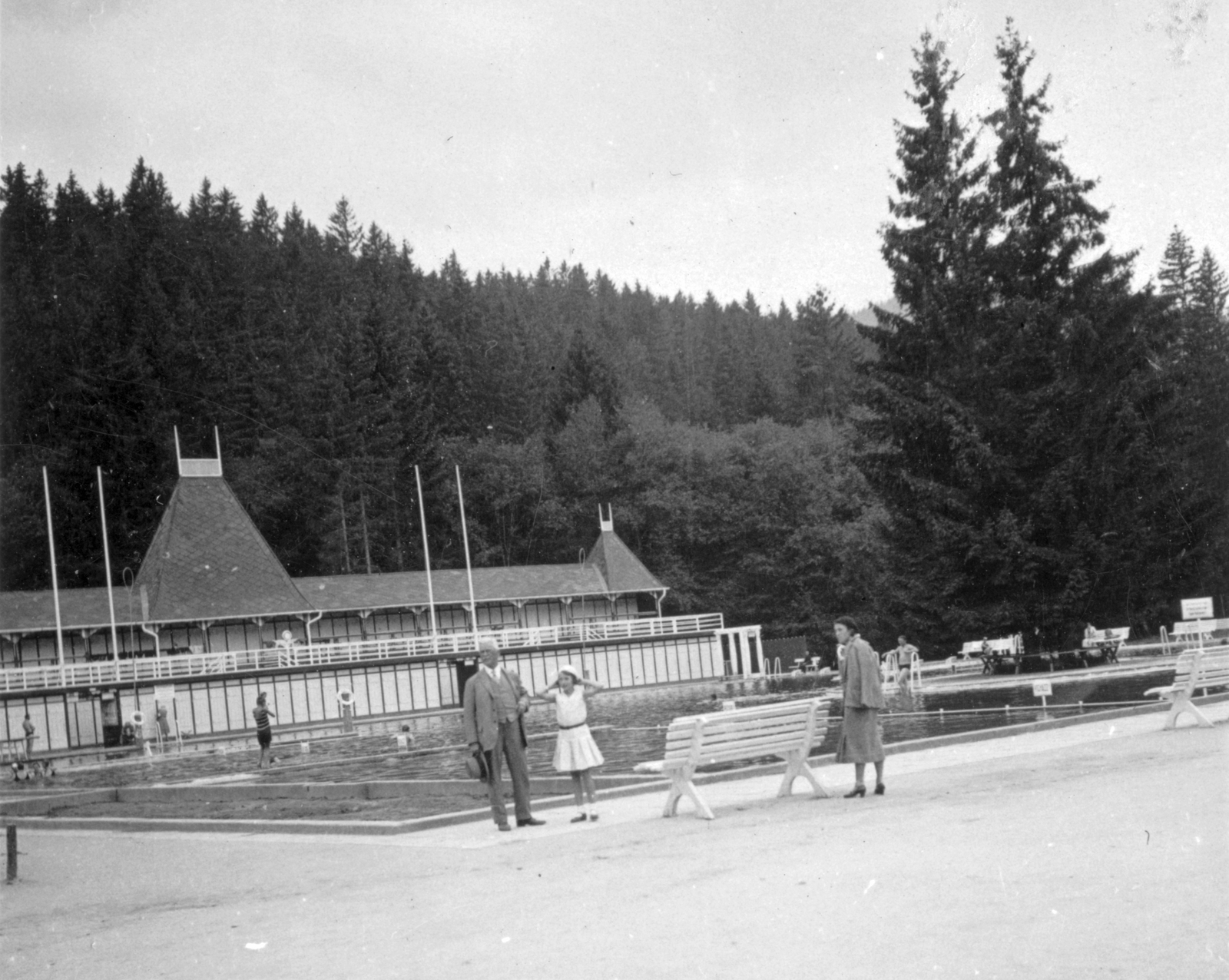 Slovakia, Vyšné Ružbachy, termálfürdő., 1934, Pohl Pálma, Czechoslovakia, swimming pool, Upper Hungary, thermal bath, Fortepan #33865