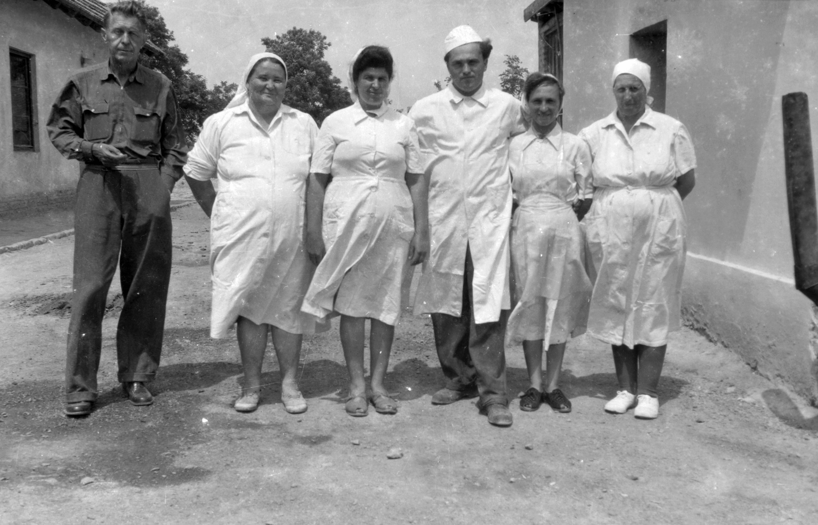 1957, Pálinkás Zsolt, tableau, working clothes, Fortepan #33879