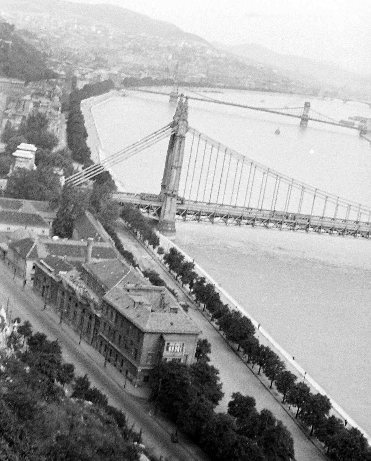 Hungary, Budapest XI., panoráma a Gellérthegyről, előtérben a Rudas fürdő., 1938, Fortepan, bridge, Danube, Budapest, Fortepan #3469