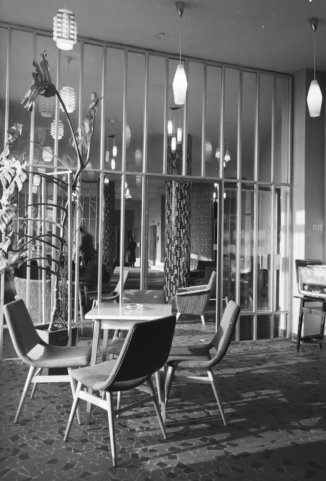 Hungary, Budapest IX., Soroksári út 12., a munkásszálló társalgója., 1963, UVATERV, interior, Budapest, Fortepan #3562