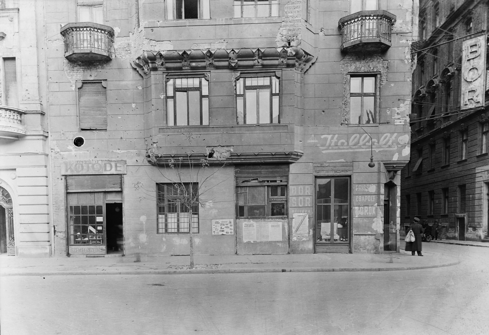 Hungary, Budapest VIII., Rákóczi tér 9., 1957, UVATERV, sign-board, knitting, Budapest, Fortepan #3758