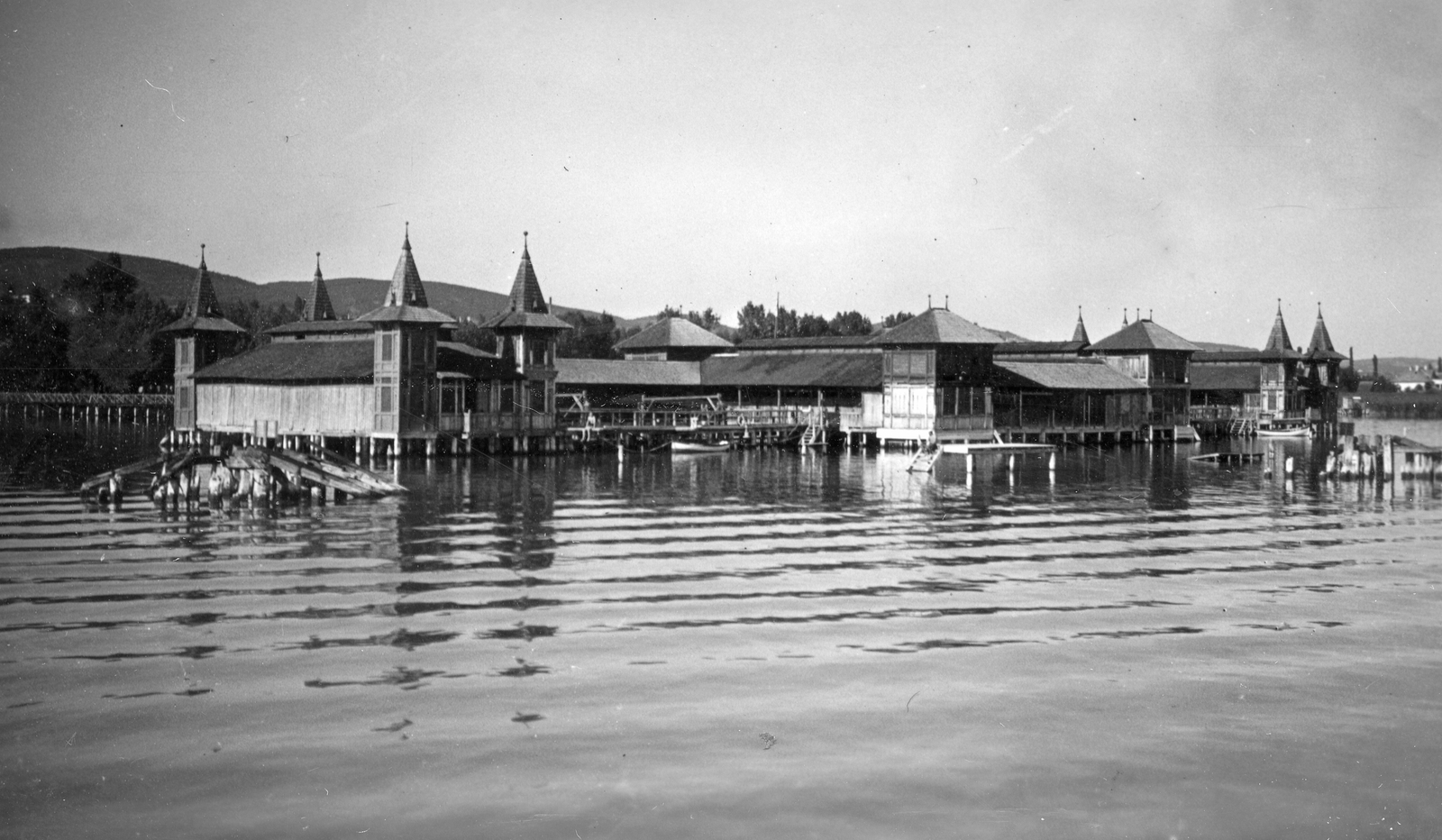 Hungary, Balatonfüred, fürdőház., 1935, Ted Grauthoff, beach, Fortepan #39274